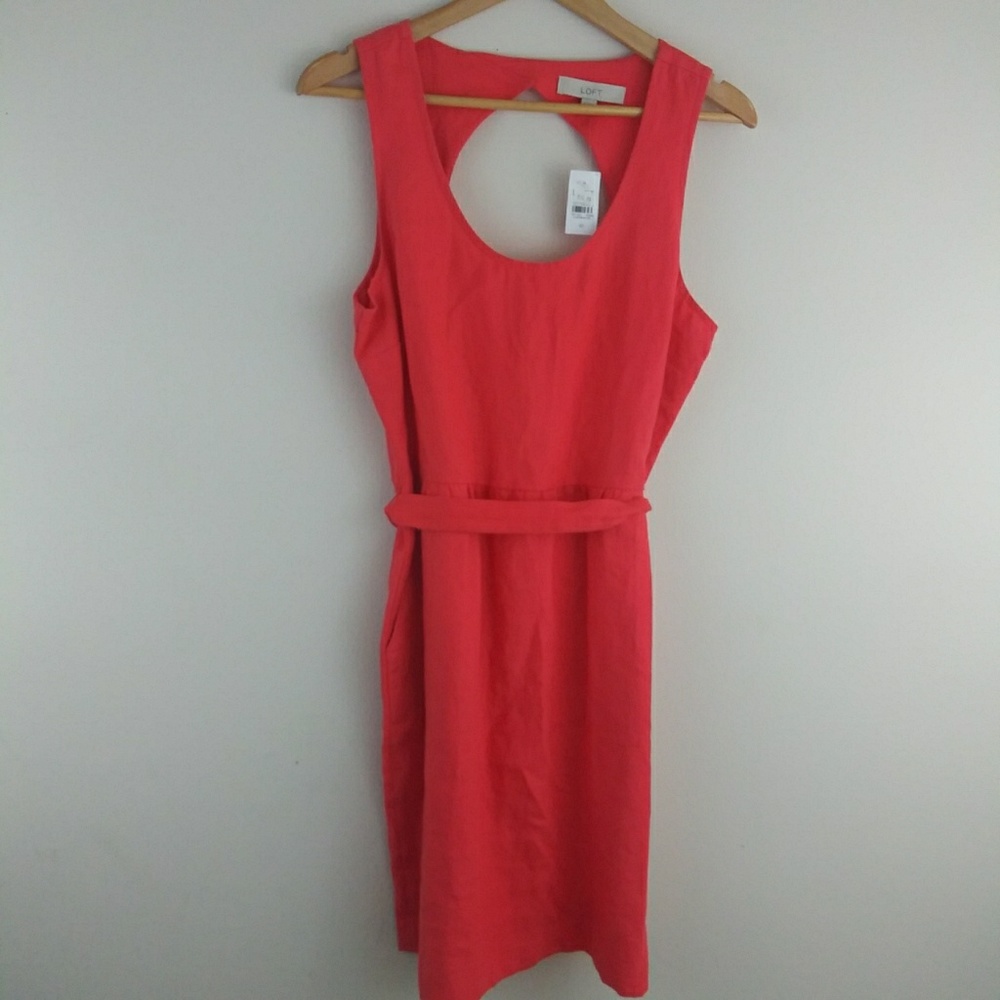 Ann Taylor Loft Coral Linen Dress NWT